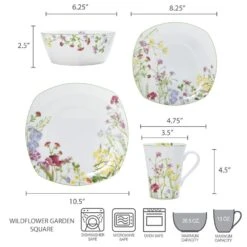 MIKASA Wildflower Garden Square 16 Piece Dinnerware Set, Service For 4 -Mikasa wildflower garden square 16 piece dinnerware set service for 4 5265914 7 529db1e4 21e6 4baf 889f e628bfeec2d3