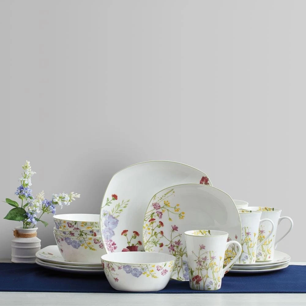 MIKASA Wildflower Garden Square Dinner Plate 2 MIKASA Wildflower Garden Square Dinner Plate - Image 2