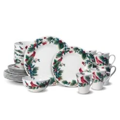 MIKASA Winter Cardinal 24 Piece Dinnerware Set, Service For 6